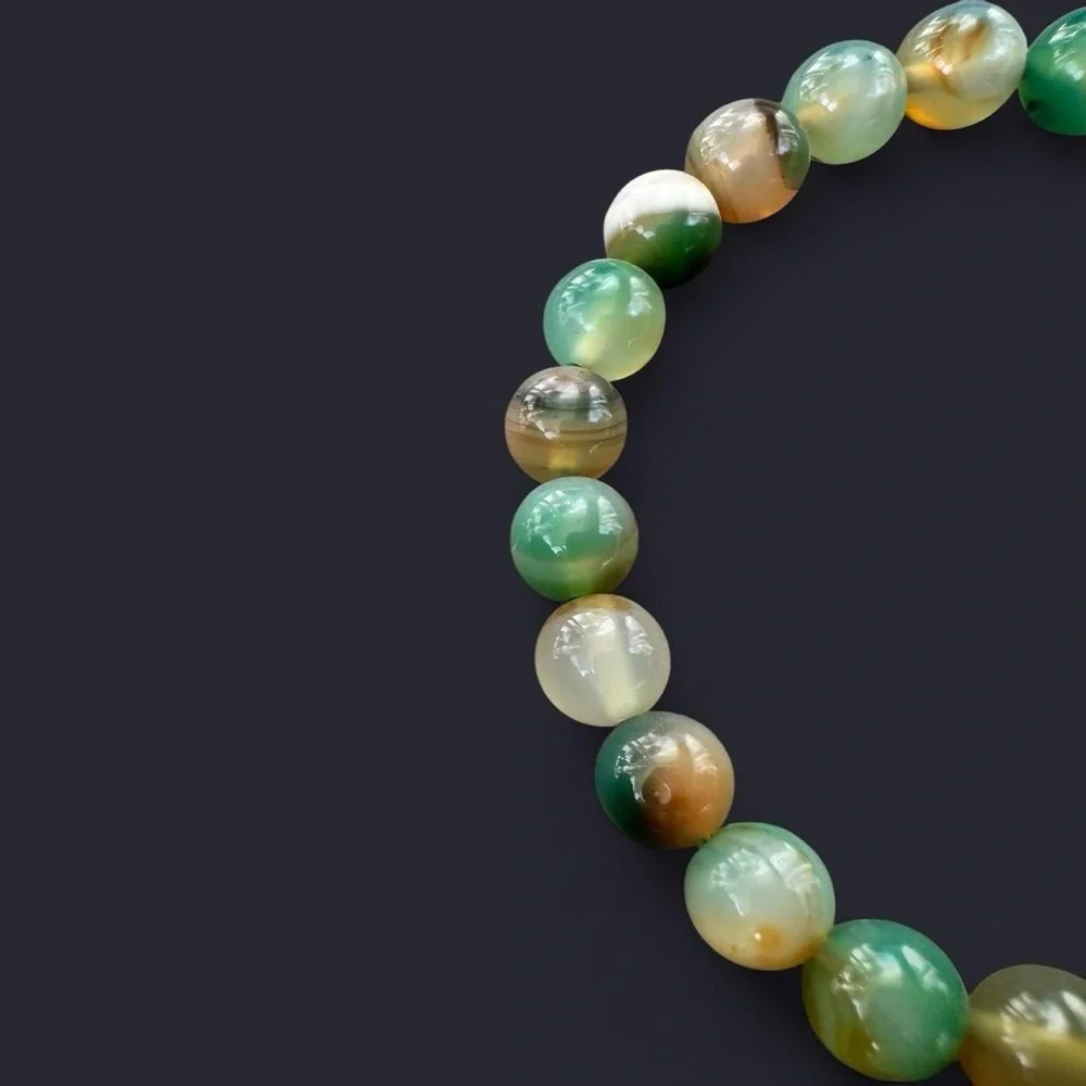 Peacock Agate Gemstone Bead Bracelet 8mm